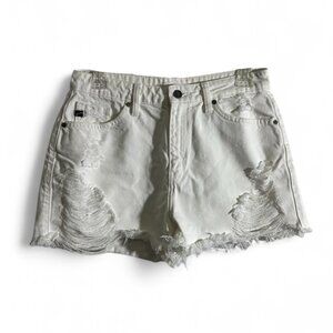 White KanCan Shorts, Distressed, Size S